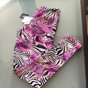 Pink sun Active wear leggings made in Brazil animal print S/M